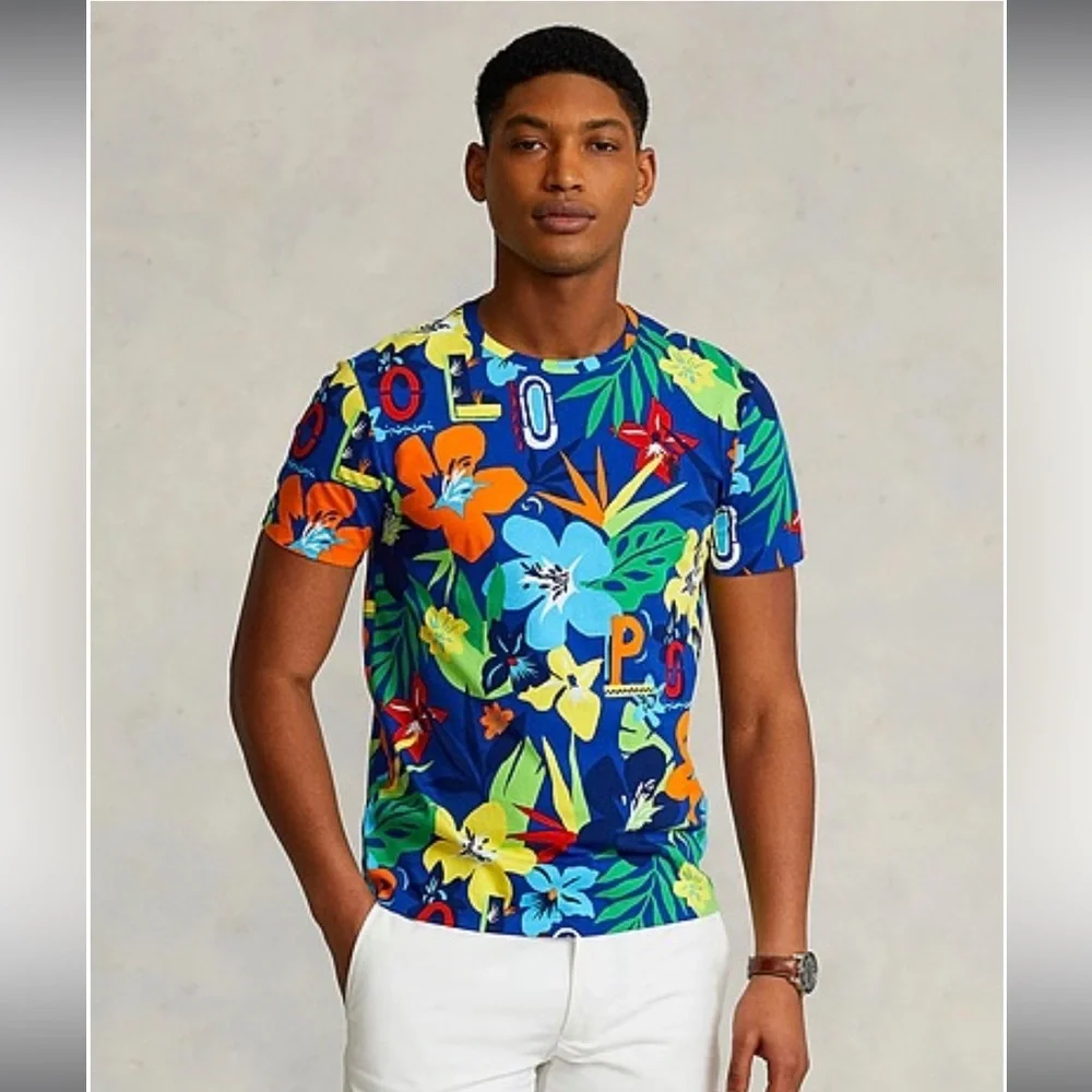 Polo Ralph Lauren Tropical Print Cotton Tee - Picture 2 of 14